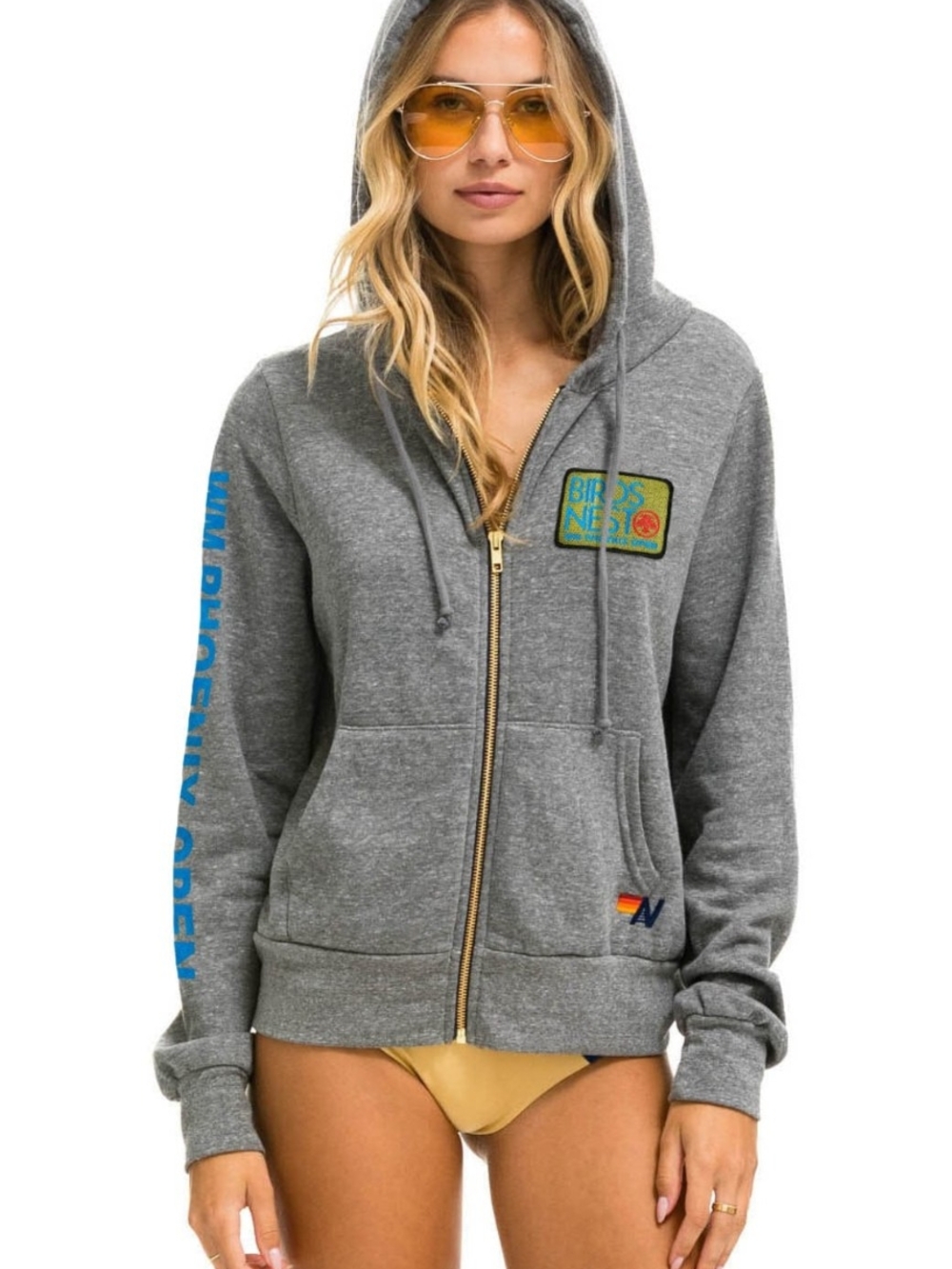 Aviator Nation Gray Zip Hoodie Size XL